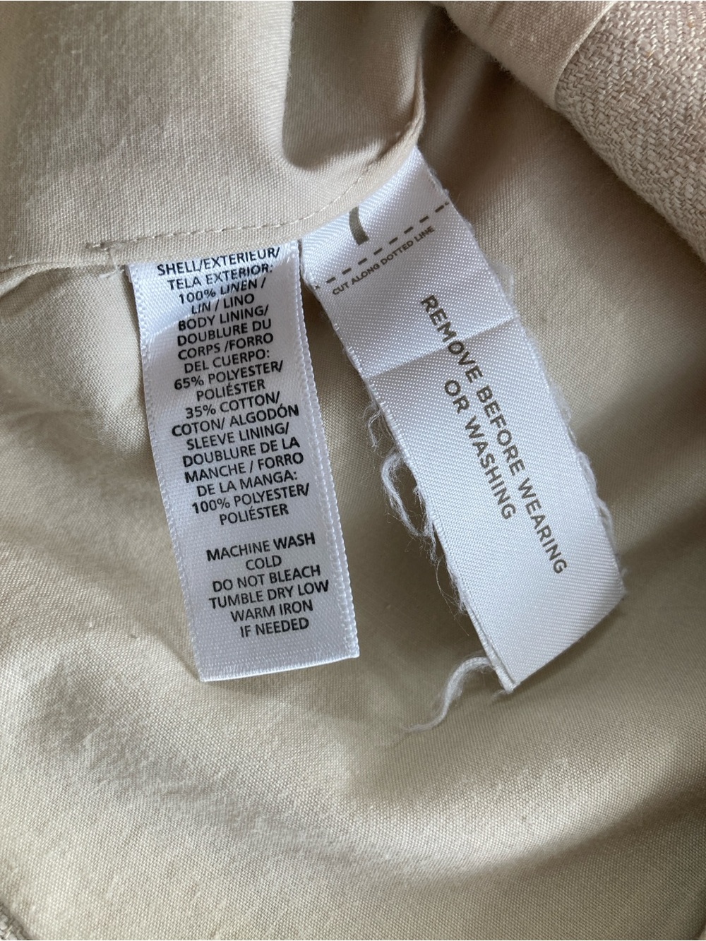 LOFT One Button Herringbone Blazer Size 8 Beige Linen Color Jacket - Picture 4 of 16